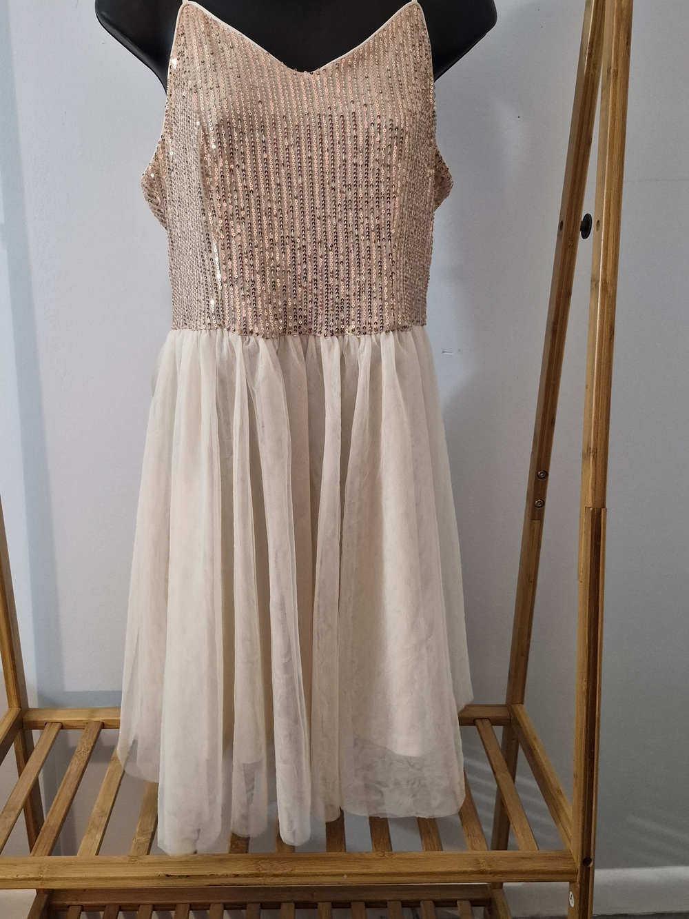 Girls Sparkle Bodice Cream Tulle Party Dress